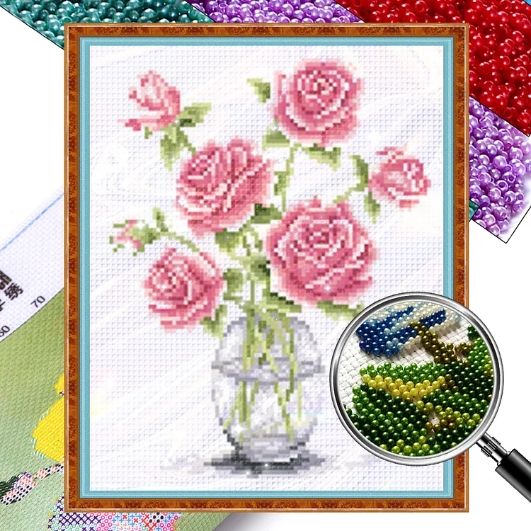 【Bead embroidery】 Aquarius Rose (25*31cm) 9CT Stamped Cross Stitch gbfke