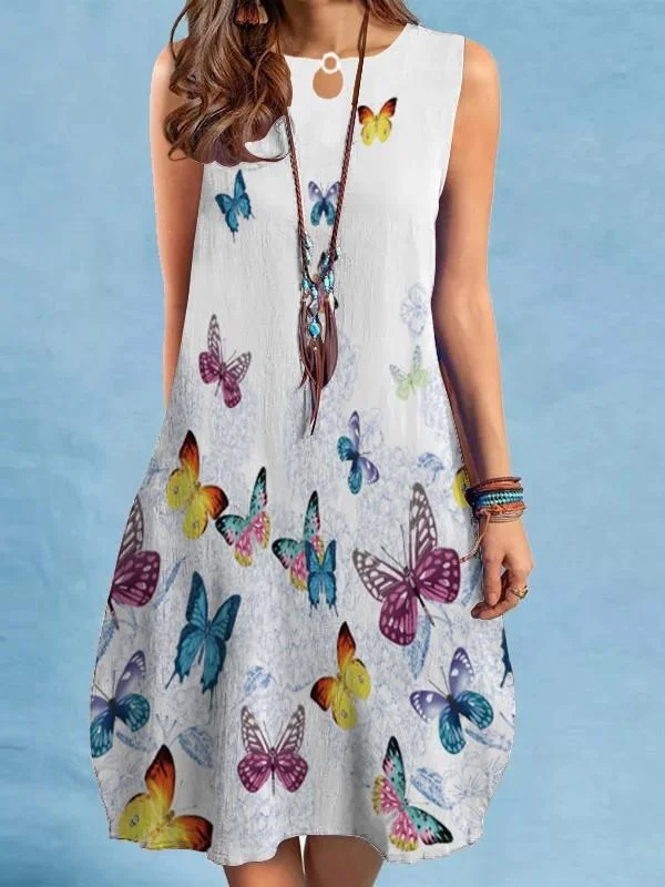 Women's Loose Sleeveless Printed Long Dress