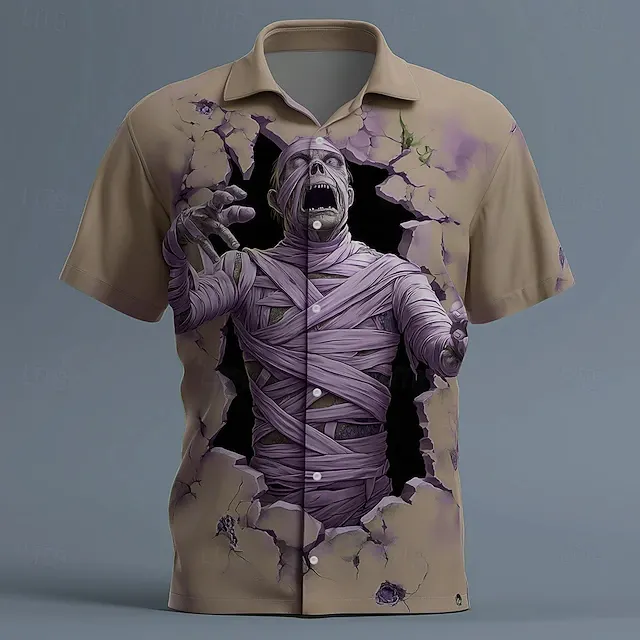 Men's Halloween Optical Zombie Print Shirt