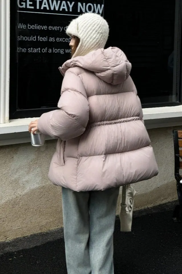 Premium White Duck Down Trench Puffer Jacket