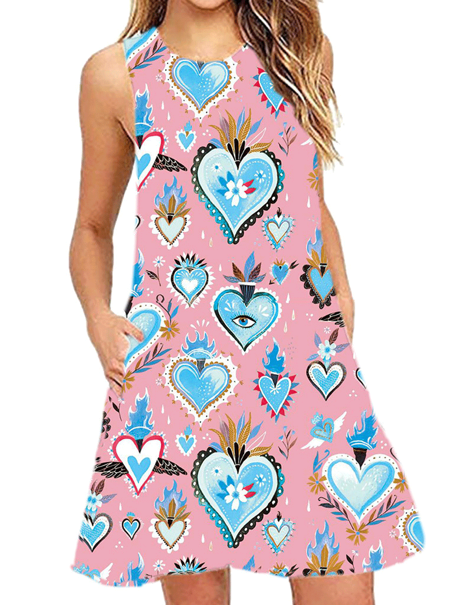 Sleeveless Loose Back Zip Tank Dress