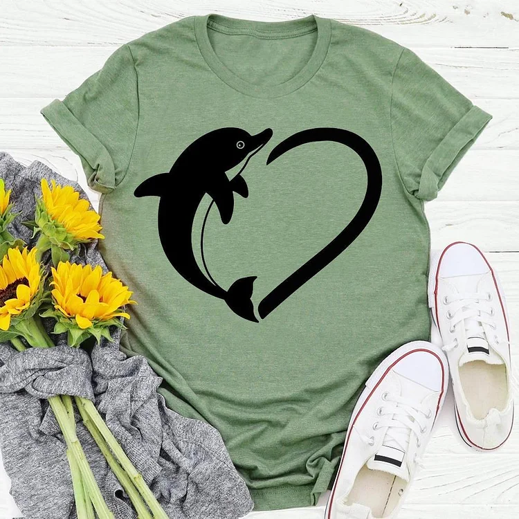 dolphin heart Summer life T-shirt Tee - 01827