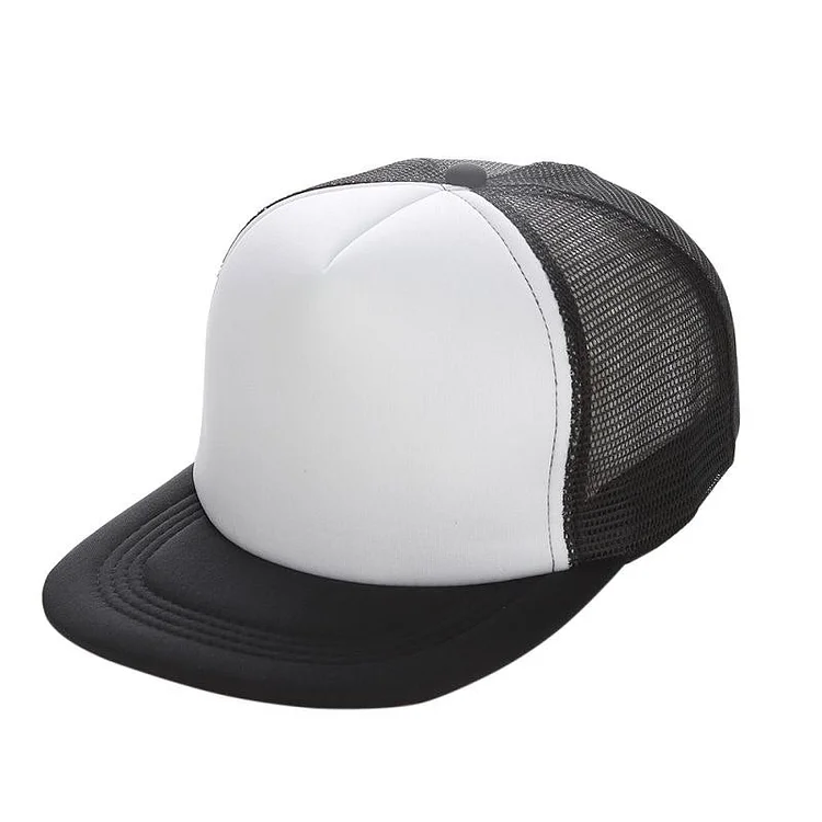 Flat Brim Blank Plain Baseball Cap Hip Hop Women Men Mesh Snapback Strapback Trucker Hat
