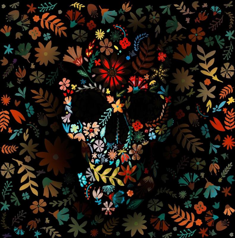 

Flowerly Darkness Skull – Paint By Numbers - 40*50CM, 501 Original