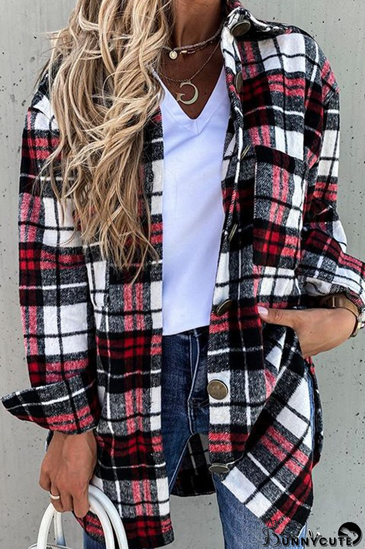 Casual Vintage Plaid Buckle Turndown Collar Outerwear(8 Colors)