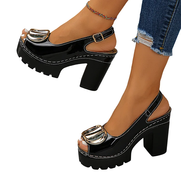 👠✨ Elegante Peep-Toe-Sandalen mit Schnallenabsatz &ndash; Perfekt f&uuml;r jeden Anlass!