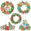 5D DIY Special Shaped Diamond Painting Christmas Hanging Wreath With Lamp String Kit
