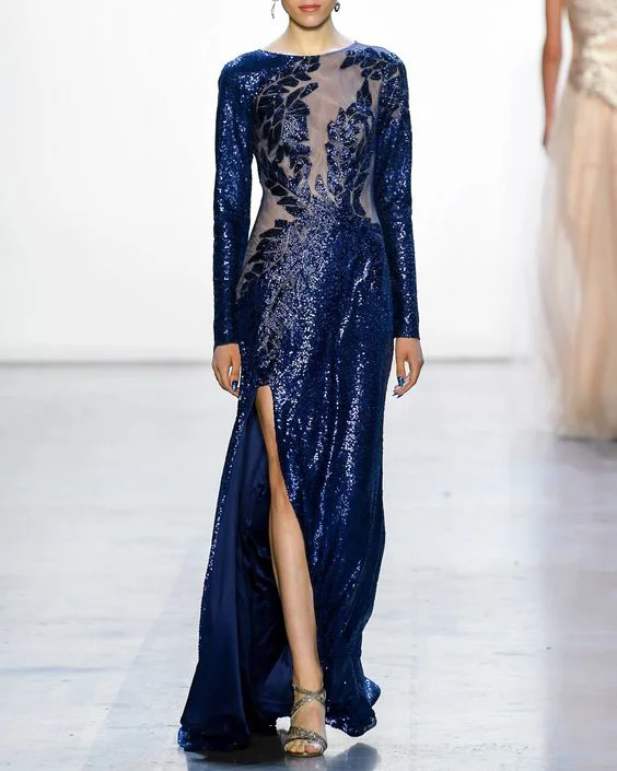 maxi dress sequin slit Gown