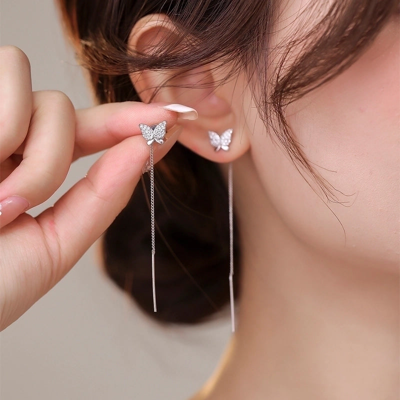 1 Pair Elegant Sweet Butterfly Plating Inlay Copper Zircon Drop Earrings