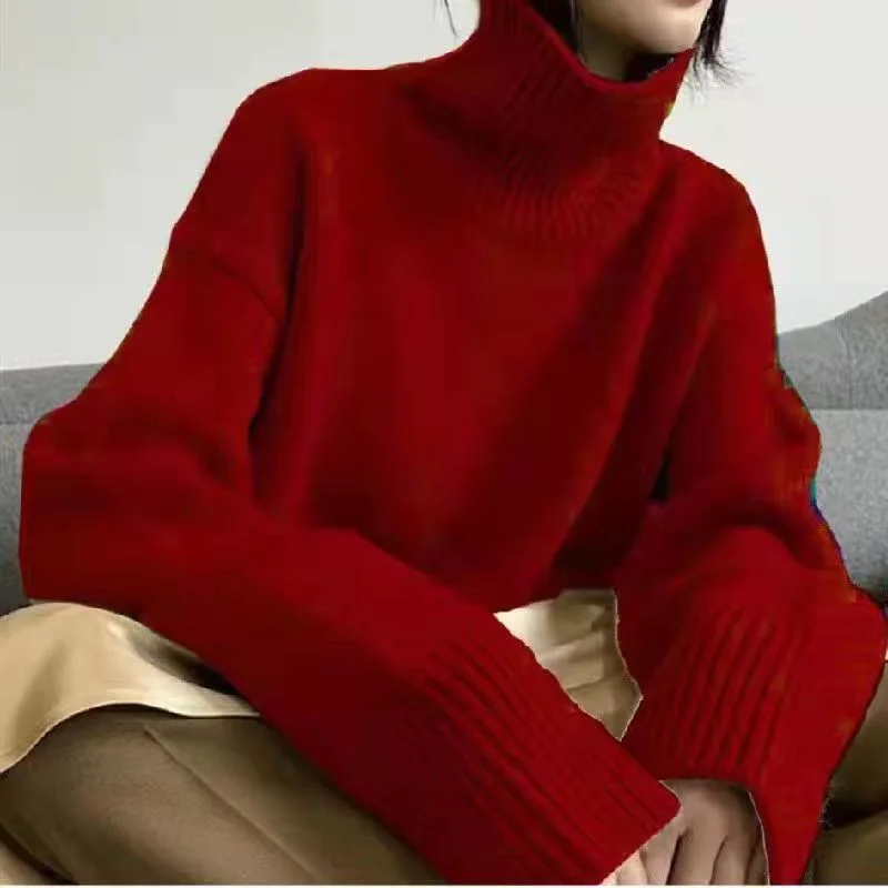 Uveng Thick Turtleneck Sweater Women Loose Casual Pullover Women Winter Vinatge Cashmere Sweater Tops Jumper Truien Dames 23524