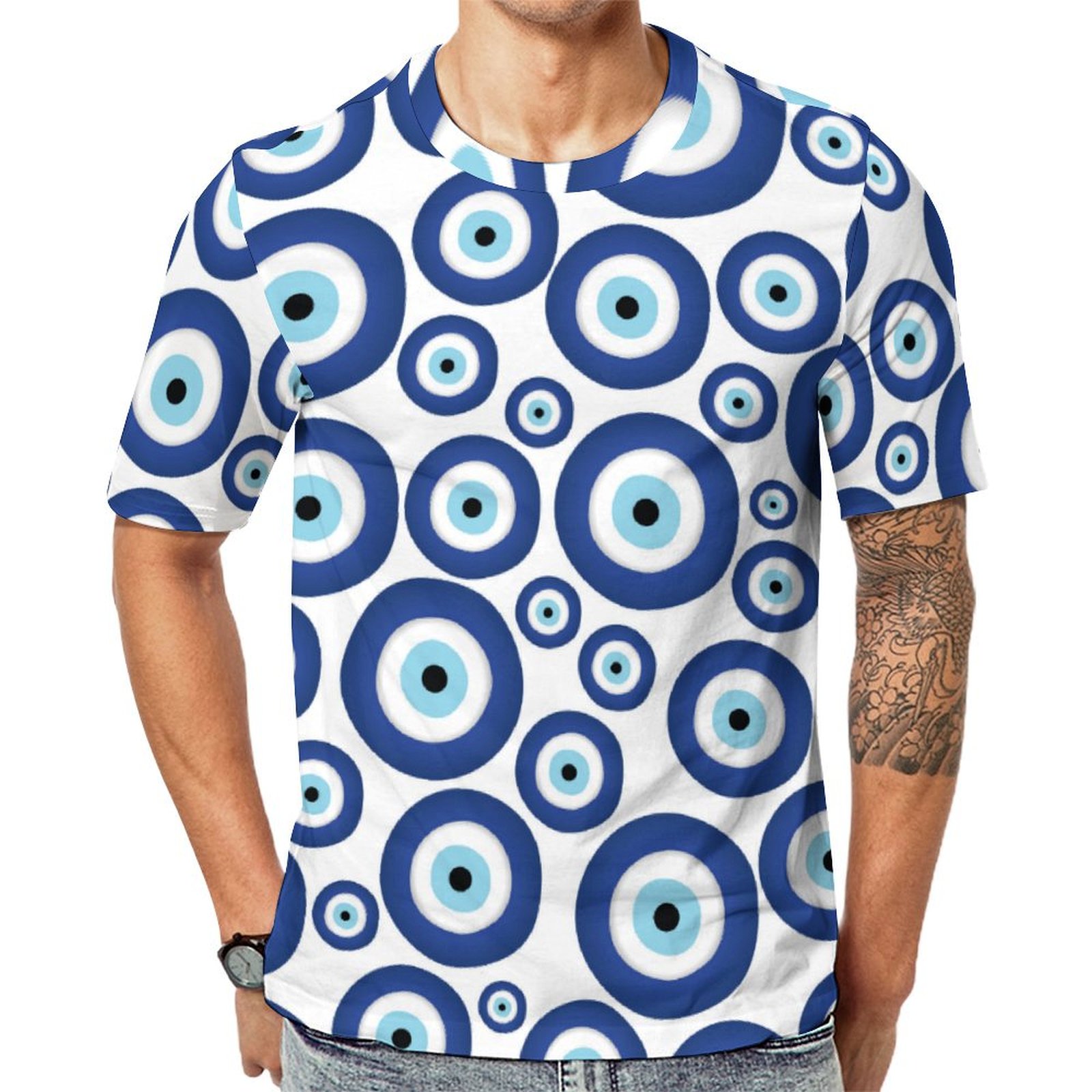 Greek Mati Mataki Matiasma Evil Eye Short Sleeve Print Unisex Tshirt Summer Casual Tees for Men and Women Coolcoshirts