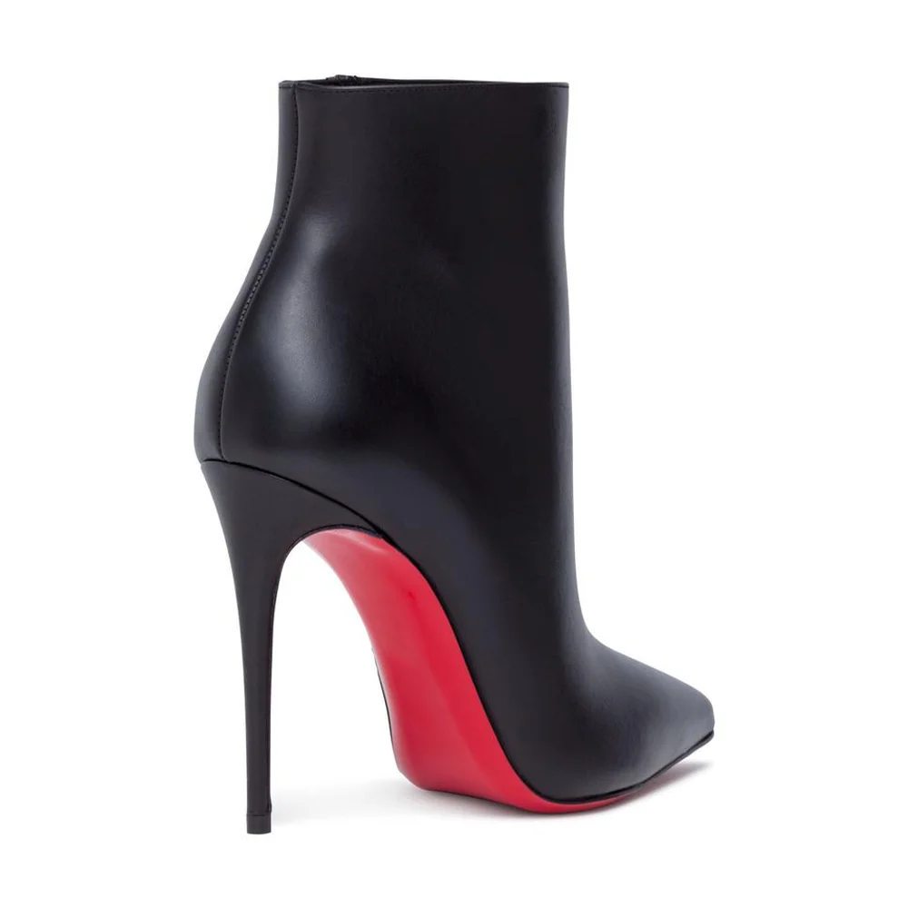 100mm Red Bottom Women's Closed Pointed Toe Stilettos Ankle Boots-MERUMOTE