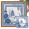 (Stamped/Counted) Orchid Porcelain Scenery-14CT Cross Stitch 40*40cm/15.75*15.75in