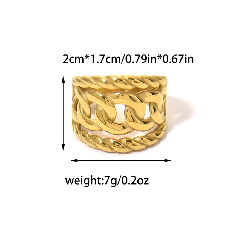 Vintage Style Modern Style Commute Heart Shape Twist 304 Stainless Steel Zircon 14K Gold Plated Plating Hollow Out Inlay Rings