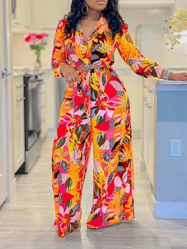 Shirt & Wide-Leg Pants Set
