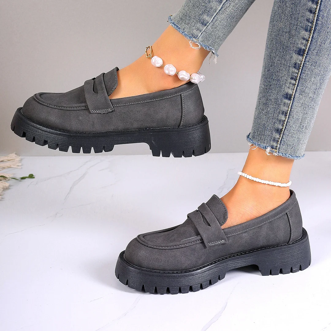 Yyvonne Spring And Autumn New Lof Shoes Pine Cake Thick Sole Foot Casual Single Shoes British Wind Coarse Fashion Women's Shoes