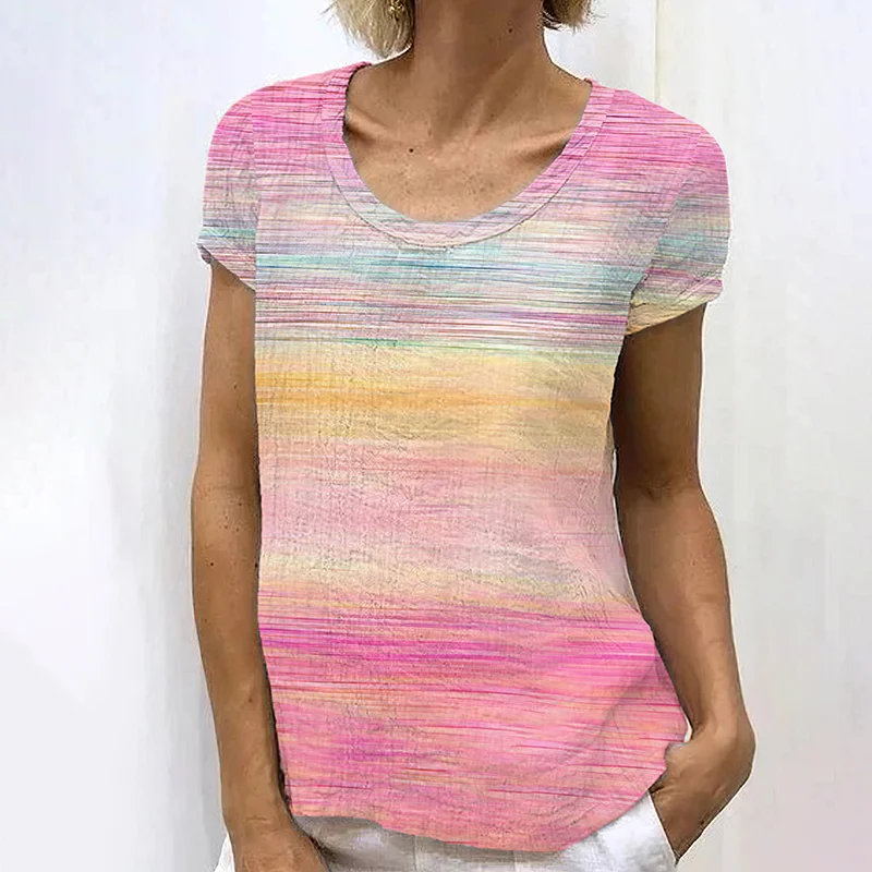 Vintage Cancer Awareness Ribbon Art Gradient Style Women's Linen T-shirt