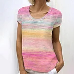 Vintage Cancer Awareness Ribbon Art Gradient Style Women's Linen T-shirt - Image 2
