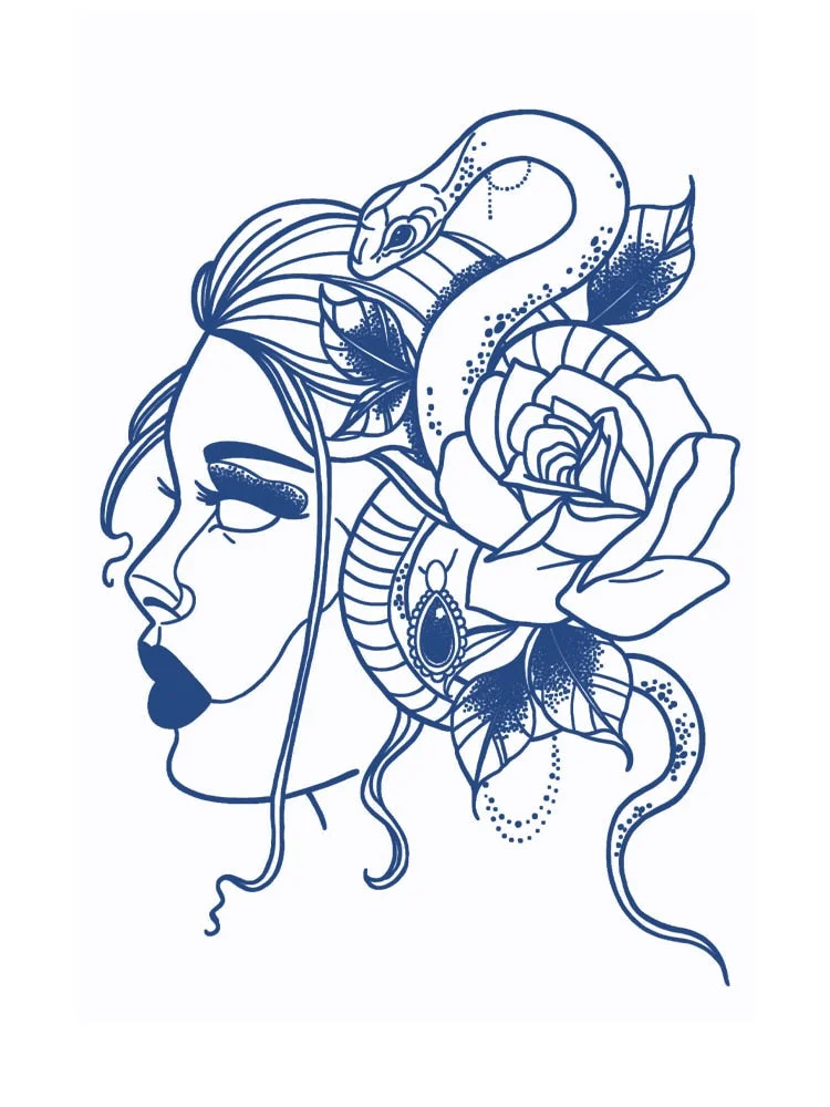 KT101-150 Semi-permanent herbal juice tattoo sticker flower arm clavicle non-reflective simulation tattoo large picture flower