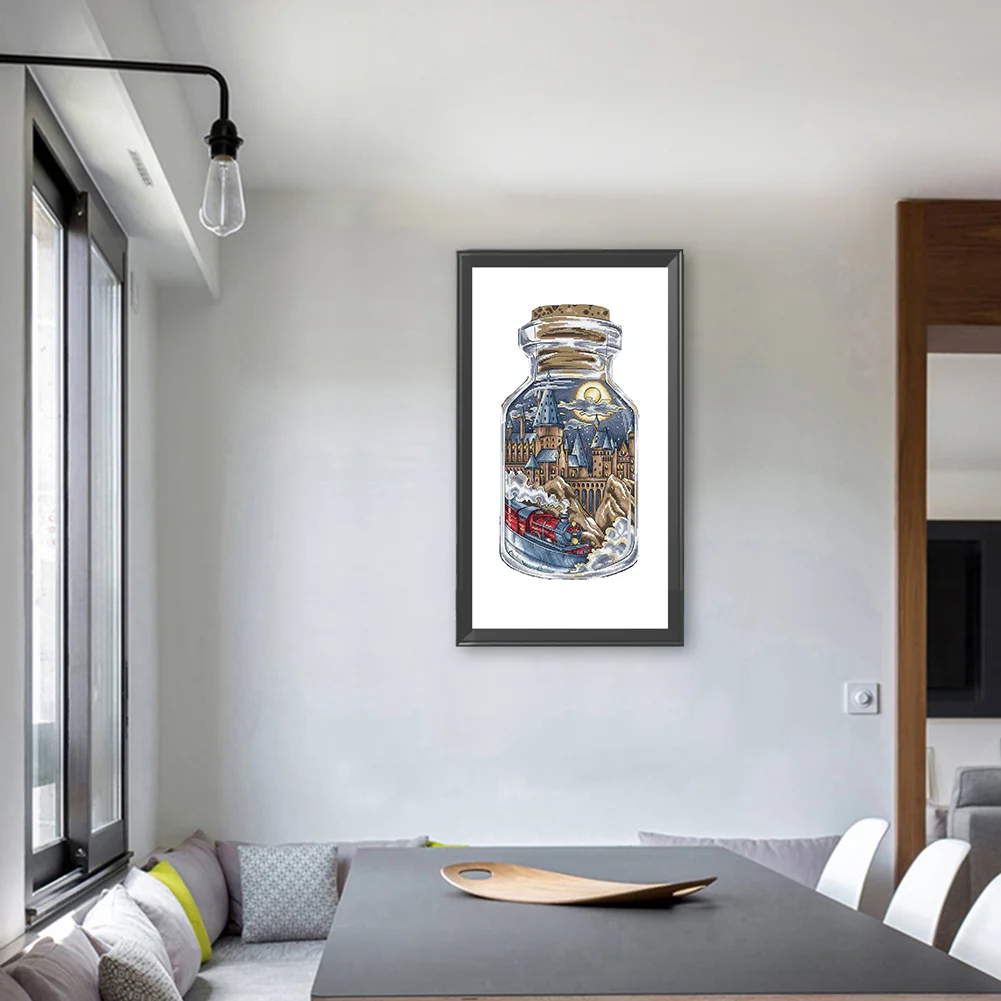 11ct Counted Cross Stitch - Castle in Bottle(19*37cm)