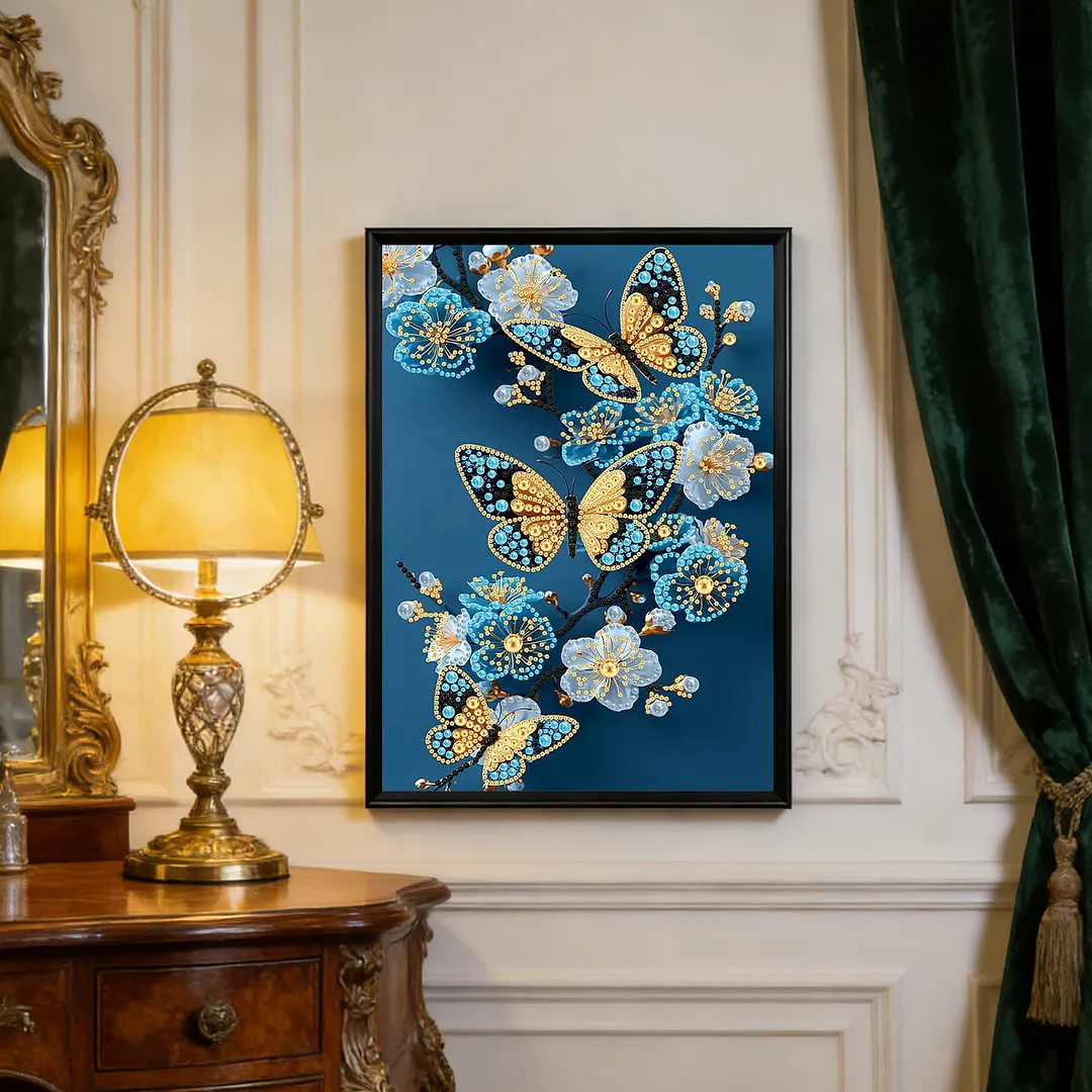 Pearl Painting Kit for Adults Blue Butterfly 11.81x15.75in