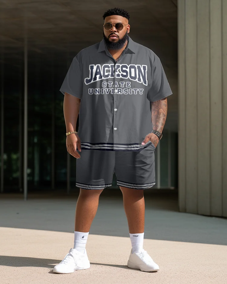 Men's Plus Size College Style Jackson State University Short Shirt Uniform Suit