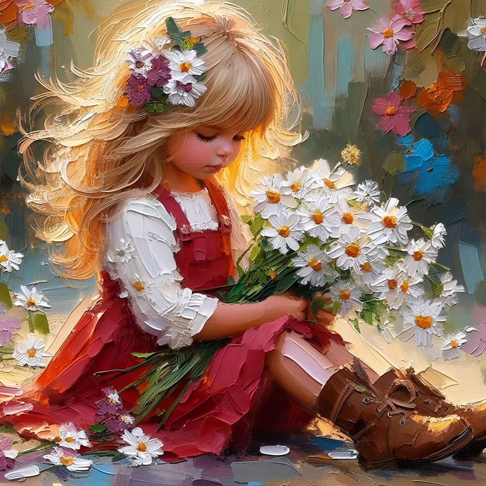 Cute Girl 40*40cm(canvas) full round drill diamond painting