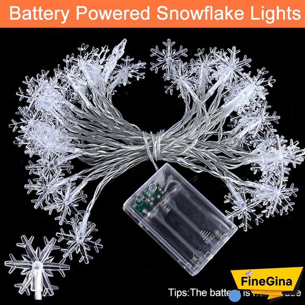 Battery Operated Snowflake Fairy String Lights For Indoor Outdoor Home Bedroom Patio Room Garden Party Xmas Christmas Tree Decorations(Battery Is Not Include)