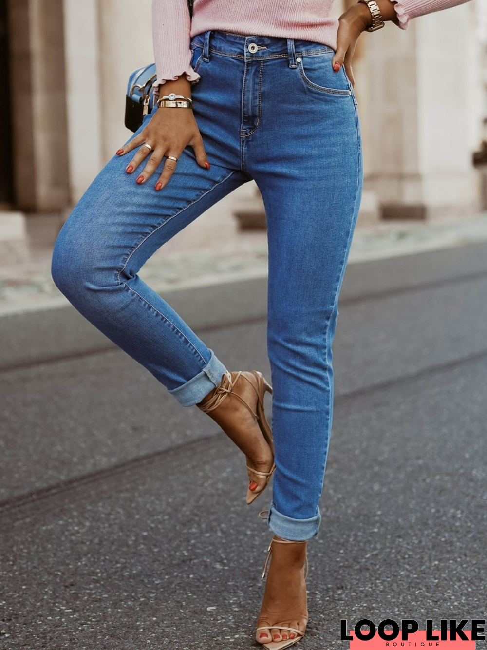 Plain Denim Loose Casual Jeans