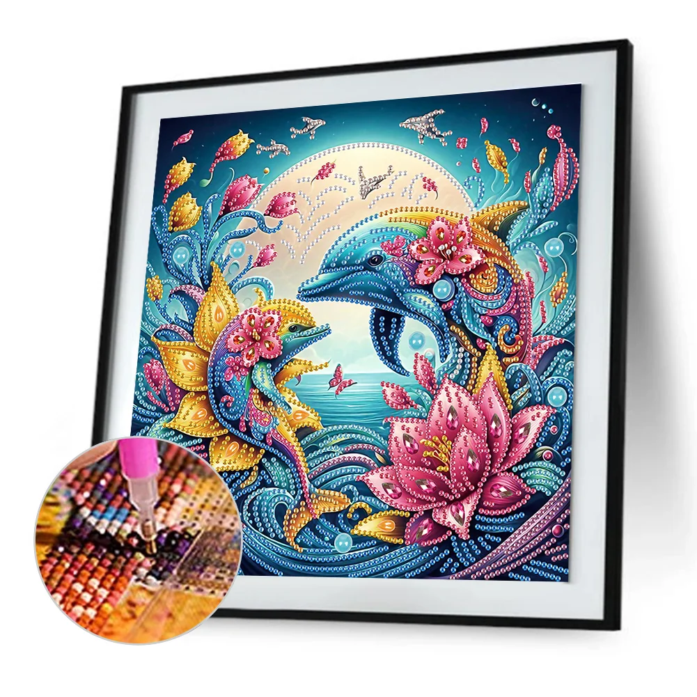 Diamond Painting - Partial Special Shaped Drill - Dolphin(Canvas|30*30cm)