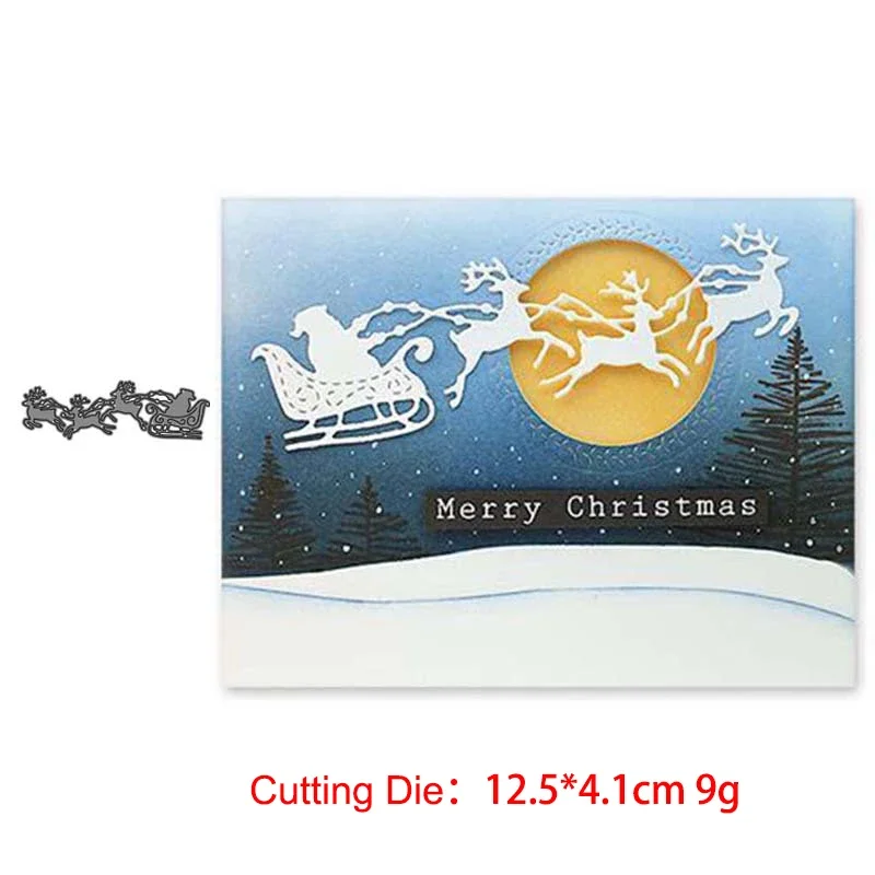 Oocharger Cutting Dies Scrapbooking Santa Claus Sled DIY Craft Deco Album Paper Card Making Embossed Decoration
