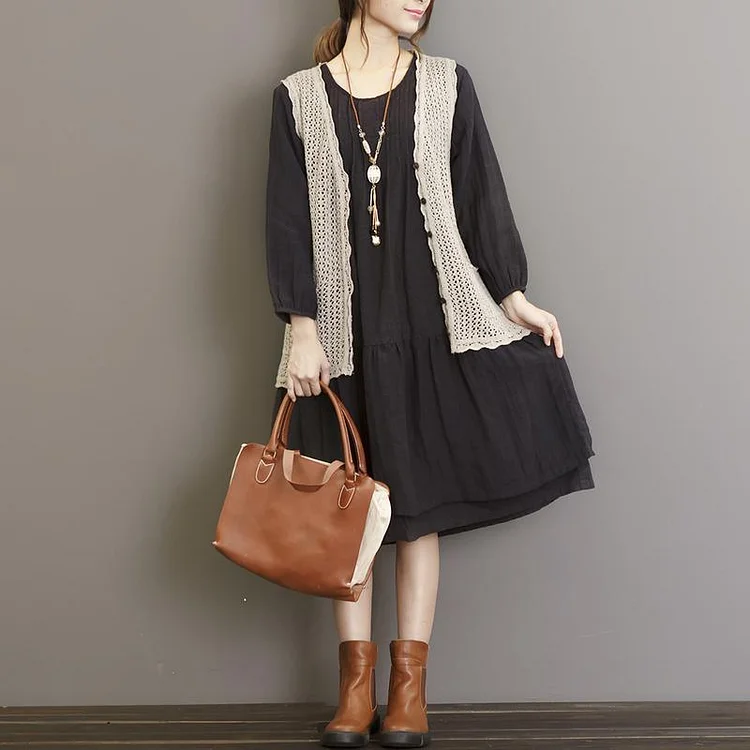 Loose knit nude sweaters top V neck vests plus size