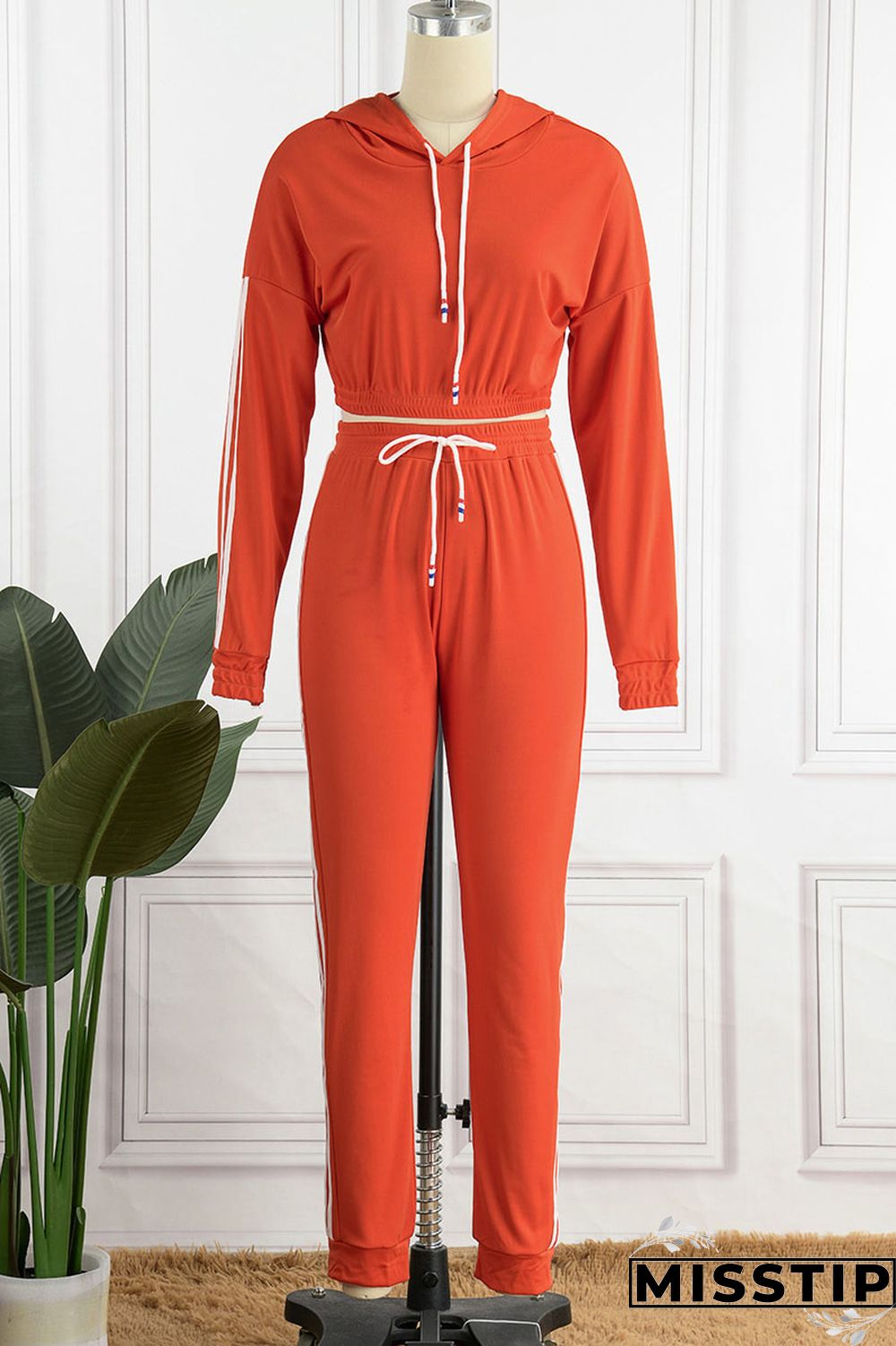 Red Casual Solid Patchwork Hooded Collar Long Sleeve Two Pieces
