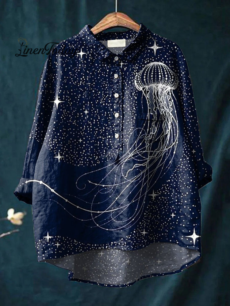 Retro Mystical Star Ocean Jellyfish T-Shirt Multicolor / S