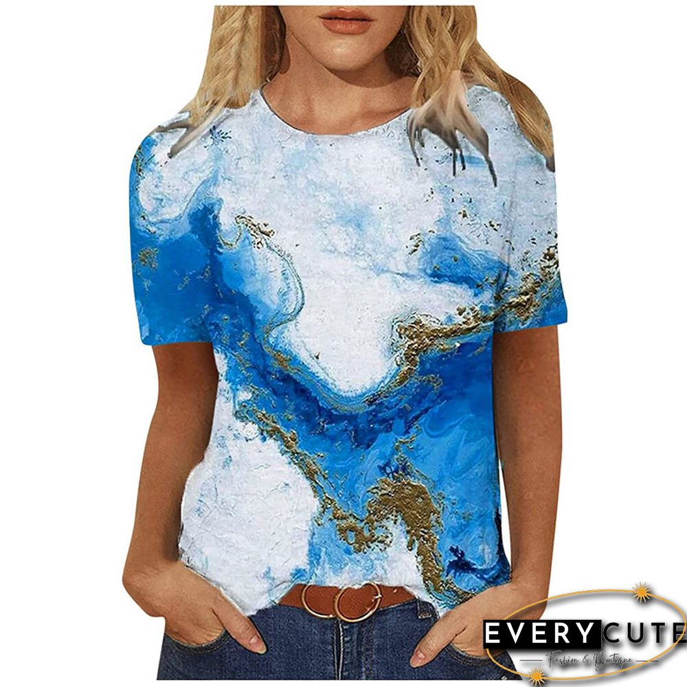 Women 3D Landscape Painting Positioning Sunflower Print T Shirt New Summer Vintage Casual Short Sleeve O-Neck Size Top