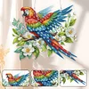 (US Only)2D Flat DIY Parrots Flowers Diamond Art Pendant Window Hanging Art for Home
