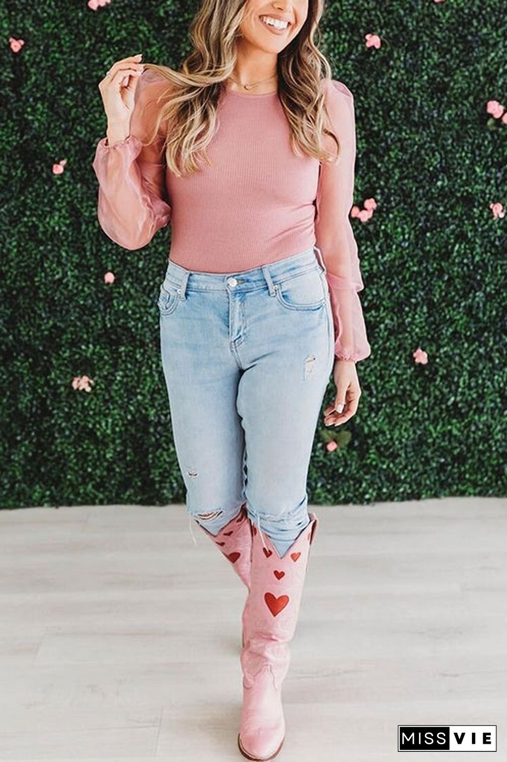 Heart Slip On Cowgirl Boots