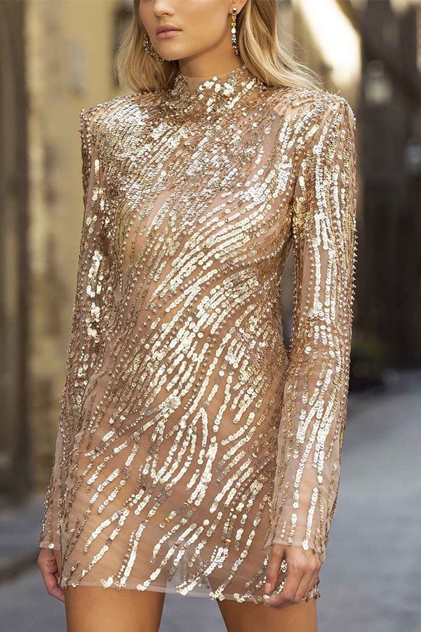 Sexy Gold Sequin Mini Dress - BlackFridayBuys