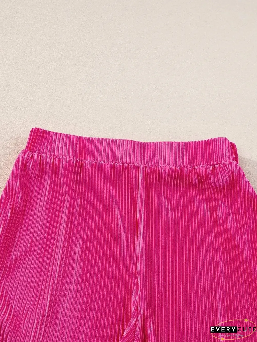 Women's Pink Pleated Shorts and Top Set