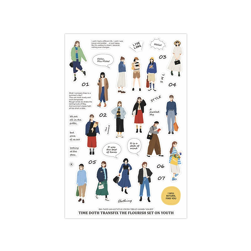 Fromthenon INS Wind Salt Series Cute Cartoon Girl Street Shooting Girl Decoration Material Stationery Sticker Supplies