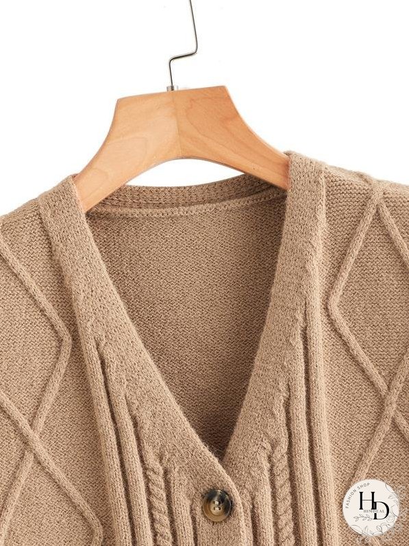 Button Front Ribbed Knit Cardigan