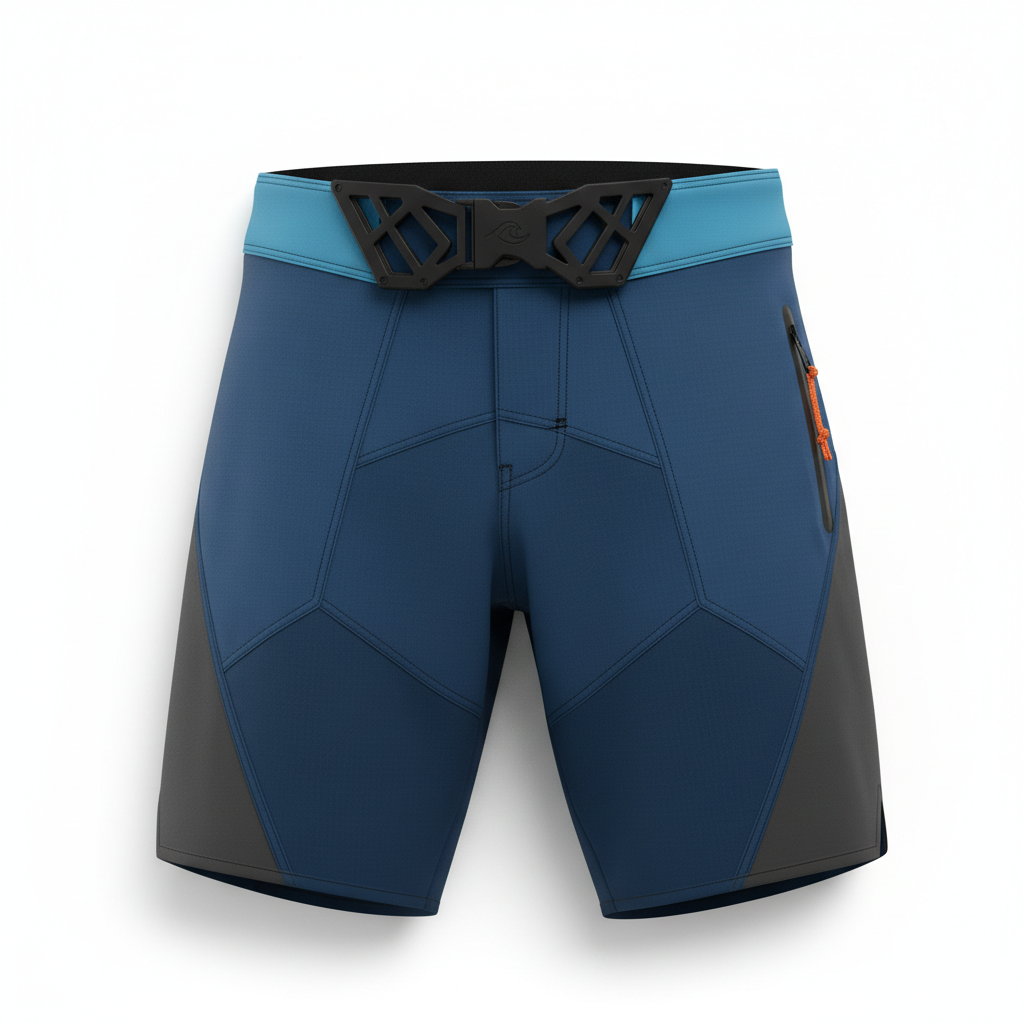 thesupersurf Blue and Black Functional Shorts with Adjustable Waistband 