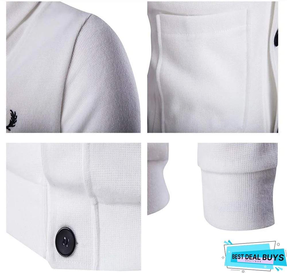 Fashion Men's Cardigan Sweater Slim Fit Solid Color Knitwear Korean Style Casual Clothing Male