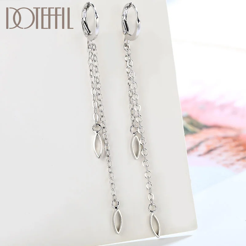 DOTEFFIL 925 Sterling Silver Charm Geometry Drop Earrings For Women Jewelry