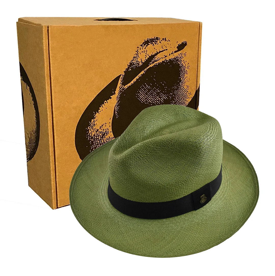 Advanced Original Panama Hat-Verde Oscuro Toquilla Straw | Brown Band-Handwoven in Ecuador(HatBox Included)