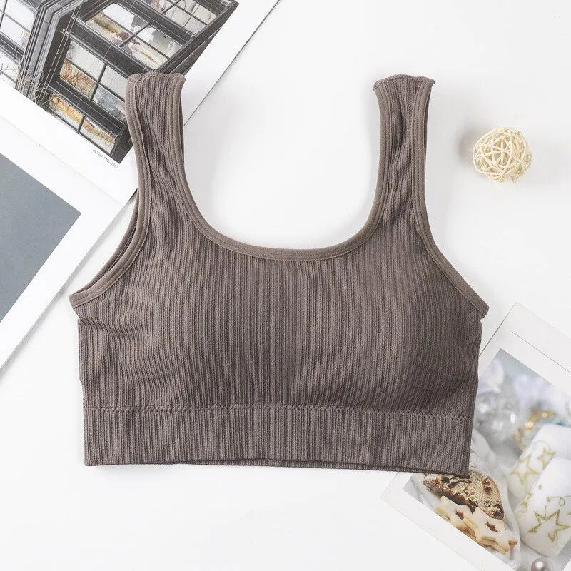 Women Tank Tops Streetwear Push Up Cropped Top for Female Lounge Solid Color Casual Sexy Lingerie Fashion Wirefree Camisole