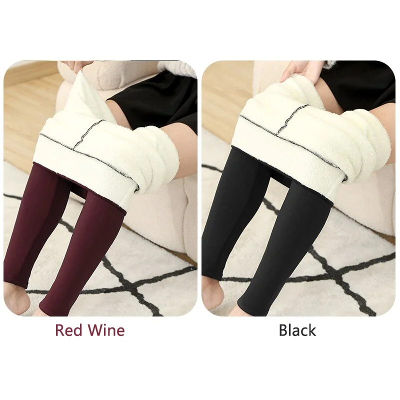 CHRLEISURE Winter Warm Pants Women 2 Pcs Velvet Thick Legging High Waist Push Up Elastic Sports Pants Warmth Lamb Wool Pants
