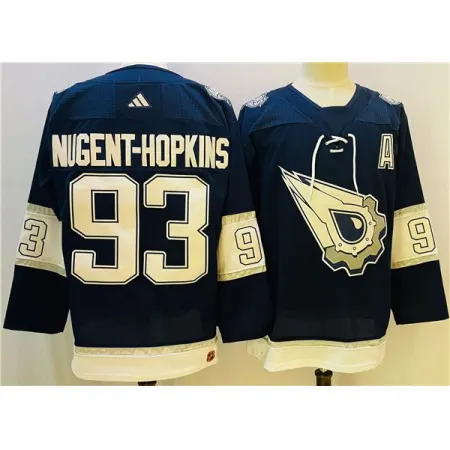 Men's Edmonton Oilers #93 Ryan Nugent-Hopkins Navy/White  Stitched Jersey