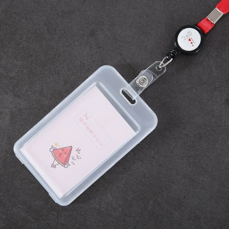 Fashion Lanyards Work Badge Card Holder with String Bus Pass Case Cover Bank ID Credit Card Holder Neck Strap Office Supplies