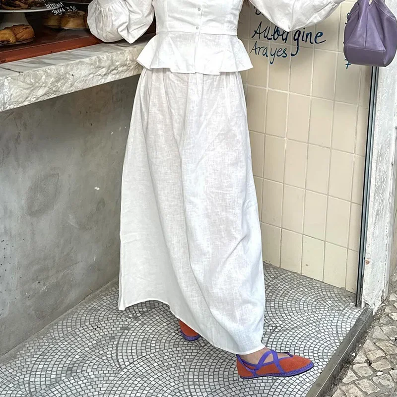 Rialishtic Elegant Skirt Suit – Lantern Sleeve Blouse for Summer Fashion